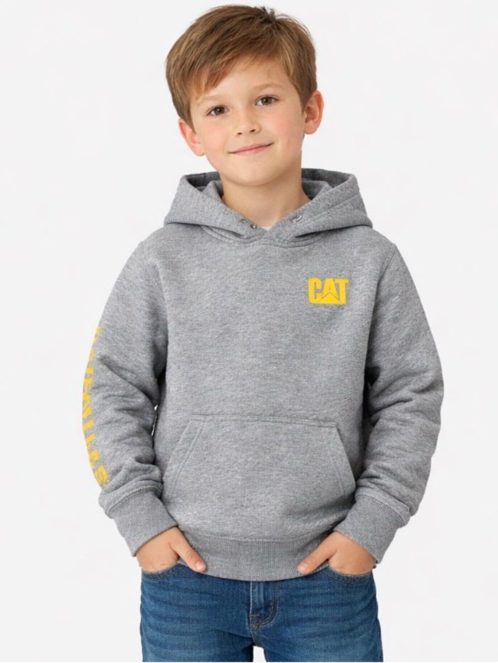 Caterpillar Gray Hoodie with Yellow CAT Logo